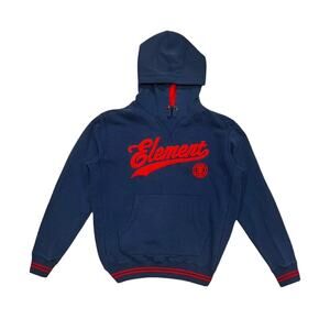 ★ Element Skateboards Embroidered Logo Navy Blue & Red Hoodie ★